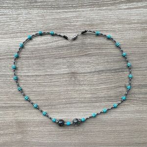 Beaded Necklace with Faux Turquoise and Glass